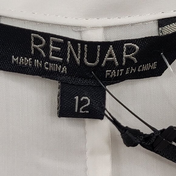 Renuar White Button-Up Shirt Size 12 Womens Sleek Cotton Nylon New - Picture 4 of 11
